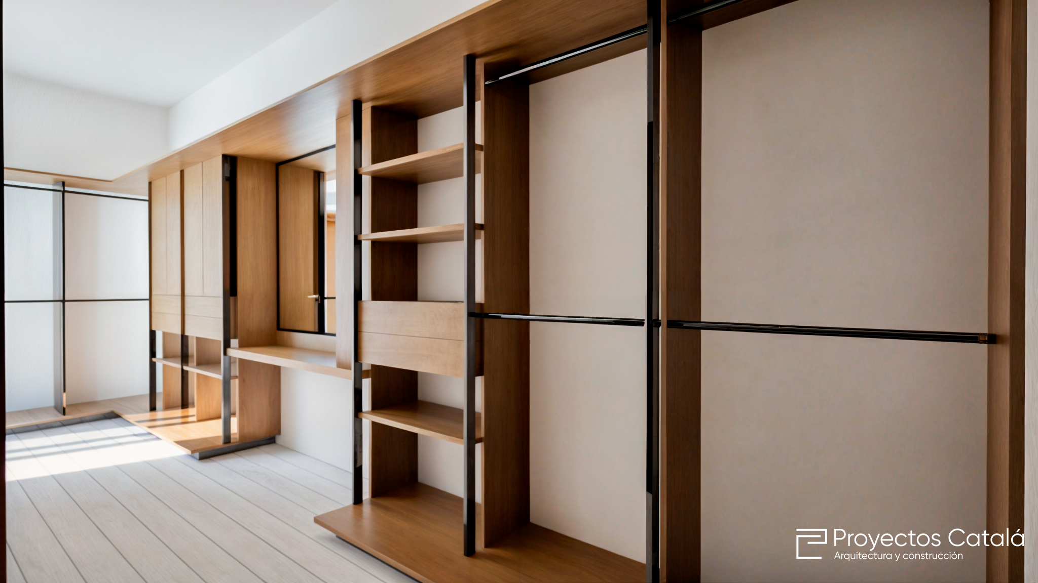 Vestidor a medida con madera y herraje negro — La Laguna